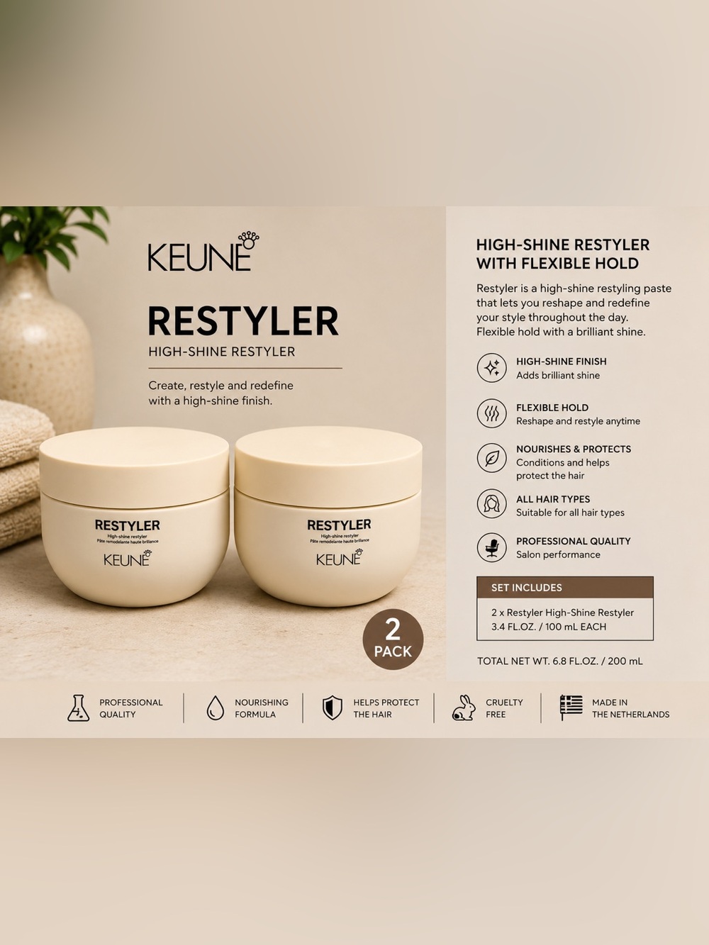 Restyler High-Shine Hair Mask - Cream (2 Pack)